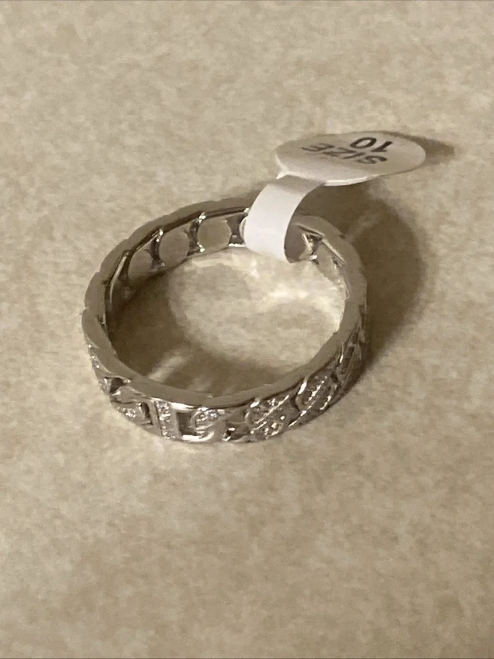 Men’s Sterling Silver Mossainte Ring Size 10